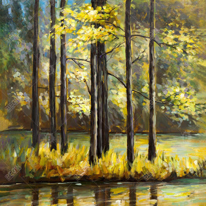 Trees in Lake Canvas - Contemporary Home Decor Art
