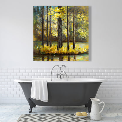 Trees in Lake Canvas - Contemporary Home Decor Art