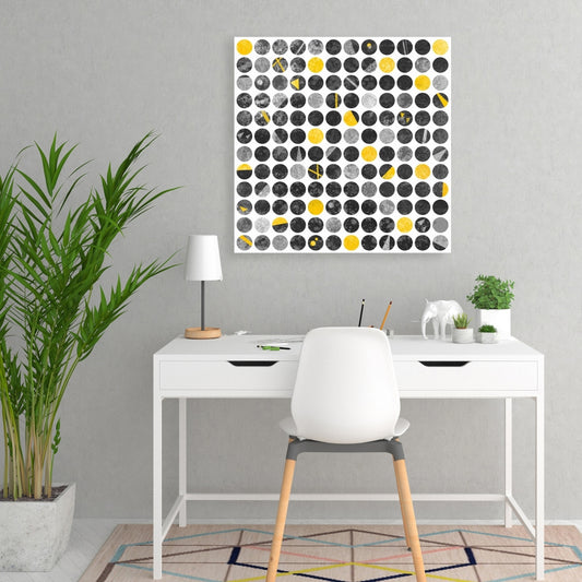 Gray Abstract Grunge Circles Canvas | Living Room Wall Art
