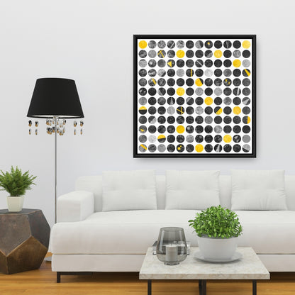Toile Cercles abstraits grunge | Art industriel gris encadré