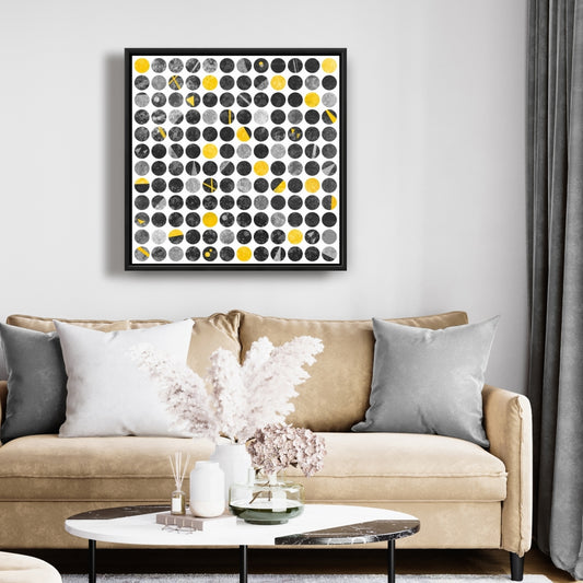 Toile Cercles abstraits grunge | Art industriel gris encadré