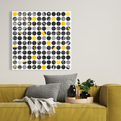 Gray Abstract Grunge Circles Canvas | Living Room Wall Art