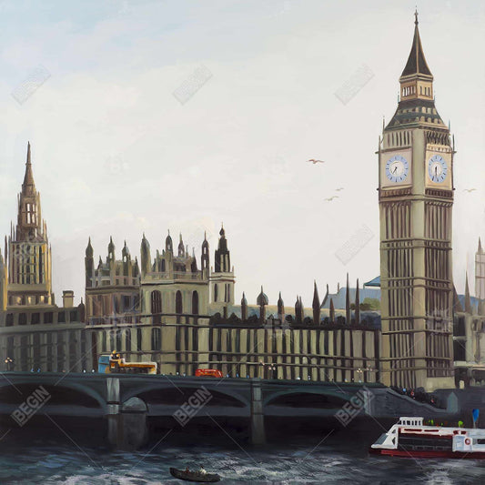 Toile grise moderne - Décoration murale de la tour de l'horloge Big Ben à Londres