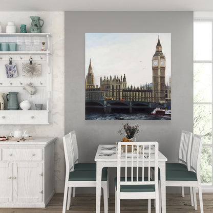Modern Gray Canvas - Big Ben Clock Tower London Wall Art
