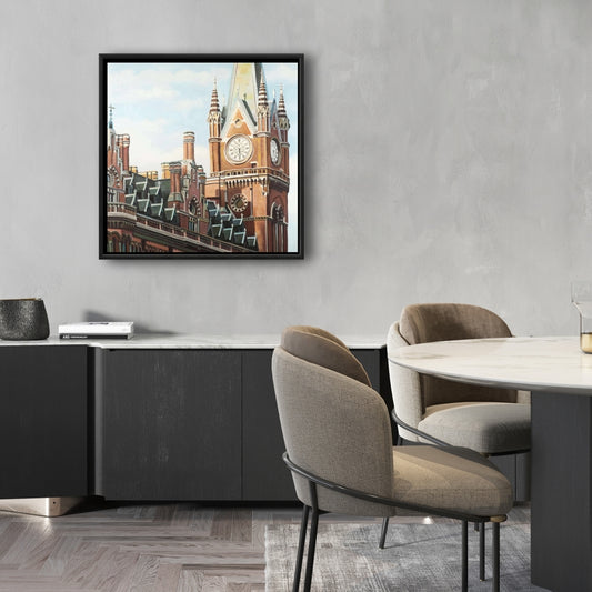 Toile de la gare de St Pancras à Londres | Décoration d'intérieur encadrée bleue