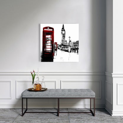 Industrial White Canvas | Telephone Box & Big Ben Home Decor