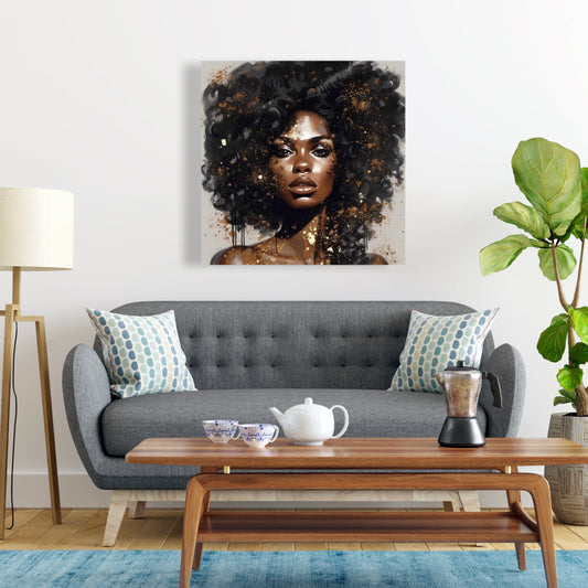 Frenzied Hair Canvas - African Figurative Art for Bedroom Decor