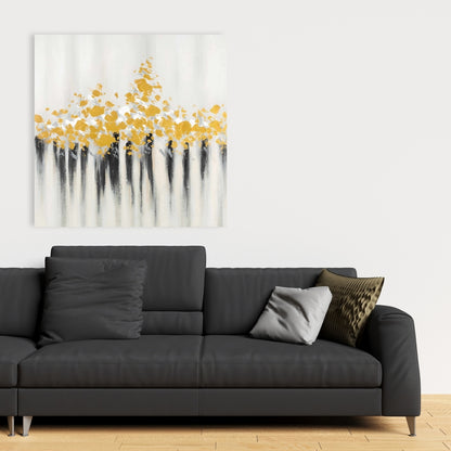 Abstract Gold Flowers Canvas | Modern Bedroom Wall Art Decor
