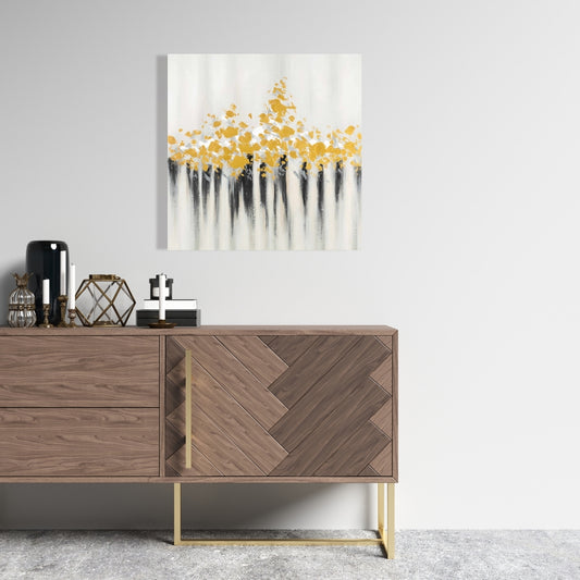 Abstract Gold Flowers Canvas | Modern Bedroom Wall Art Decor