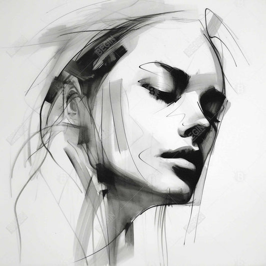 Toile Beauté monochrome – Traits féminins | Décoration d'intérieur