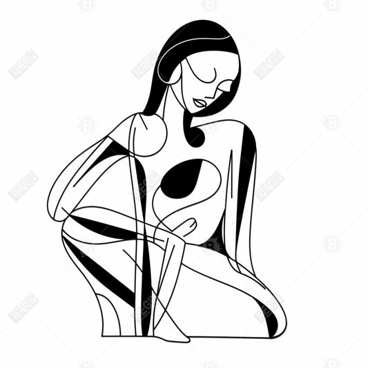 Toile encadrée abstraite aux lignes féminines pour chambre à coucher - Décoration d'intérieur