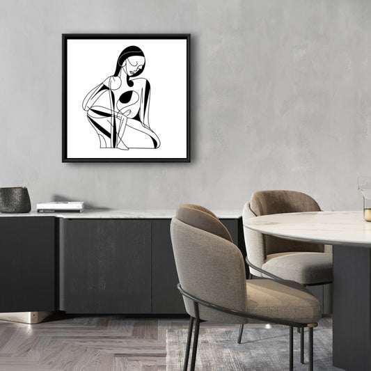 Feminine Lines Abstract Bedroom Framed Canvas - Home Decor