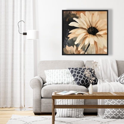Delicate Daisy Canvas - Contemporary Floral Black Frame Decor