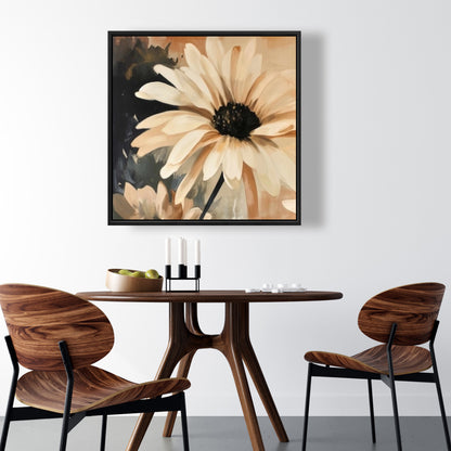 Delicate Daisy Canvas - Contemporary Floral Black Frame Decor