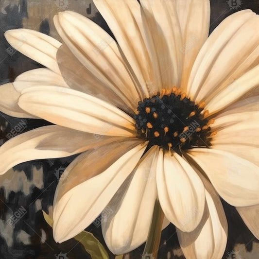 Toile « Marguerites ouvertes » à fleurs noires – Décoration d'intérieur, art botanique