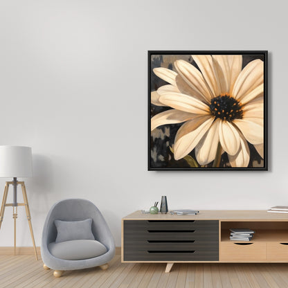 Black Bedroom Floral Canvas | Open Daisy Framed Wall Art