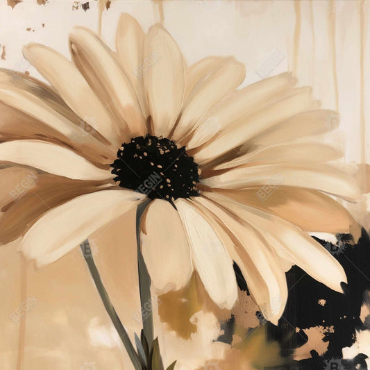 Magnifique toile contemporaine à motif marguerites noires - Décoration d'intérieur