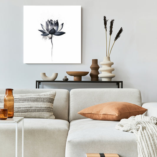 Minimalist Blue Abstract Canvas | Dripping Flower Home Decor
