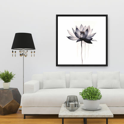 Blue Abstract Flowers Framed Canvas | Home Decor Art