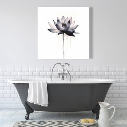 Watercolor Flower Minimalist Blue Canvas | Home Decor Art