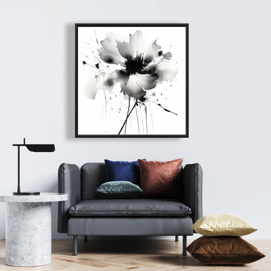 White Flowers Abstract Framed Canvas | Home Decor Art