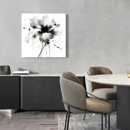 White Abstract Flowers Canvas | Abstract Flower Home Decor