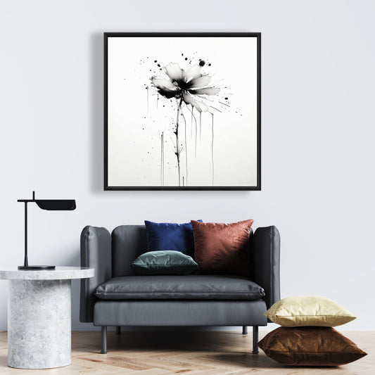 Exploding Flower Framed Canvas | Abstract Minimalist Decor