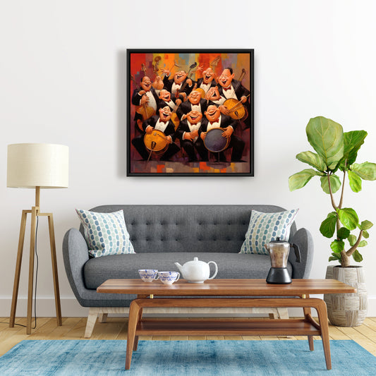 Musical Joy Instrument Black Framed Canvas | Home Décor Art