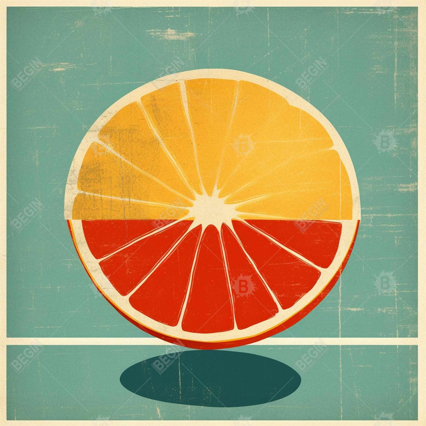 Toile contemporaine citron et mandarine - Décor encadré jaune