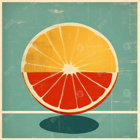 Toile contemporaine citron et mandarine - Décor encadré jaune