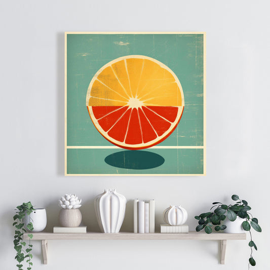 Lemon and Tangerine Abstract Canvas | Yellow Kitchen Decor