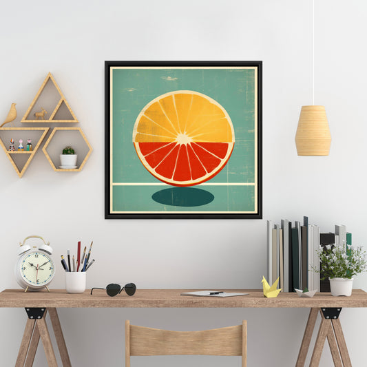 Contemporary Lemon and Tangerine Canvas - Yellow Framed Decor