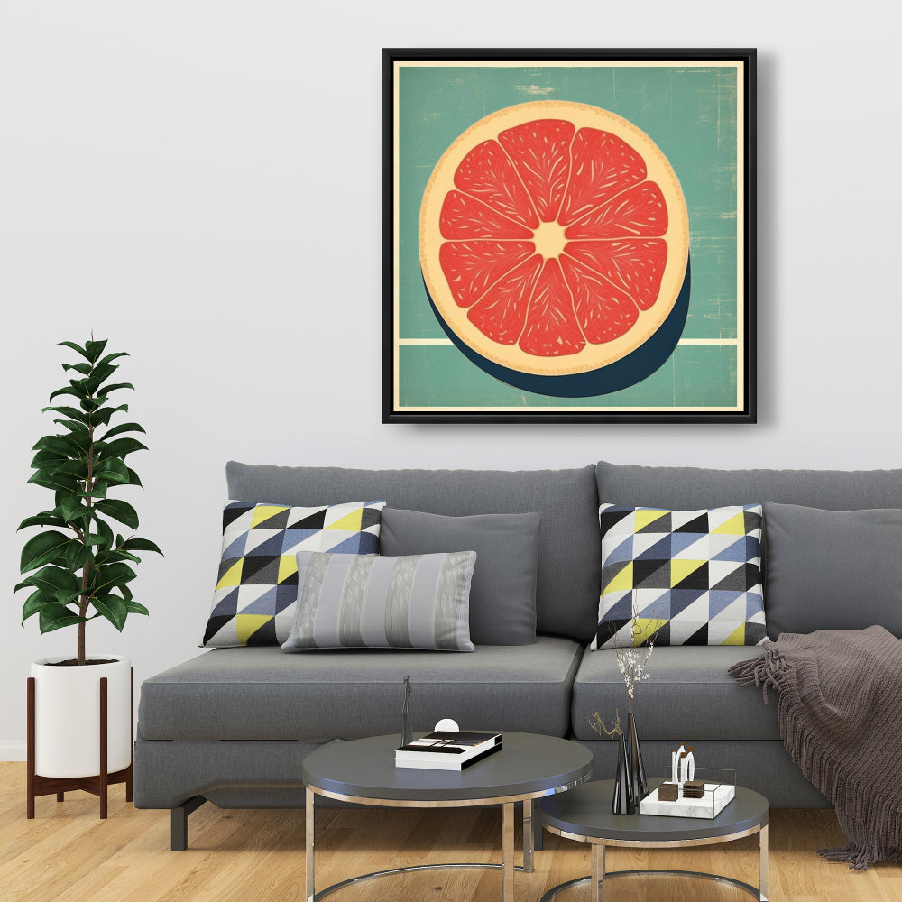 Minimalist Grapefruit Abstract Framed Canvas | Home Decor