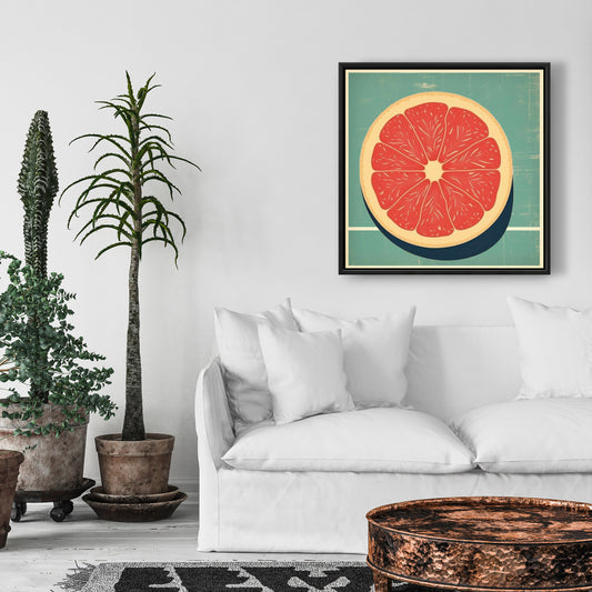 Minimalist Grapefruit Abstract Framed Canvas | Home Decor