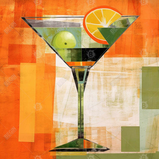 Toile jaune abstraite « Cuisine de cocktails » | Décoration murale