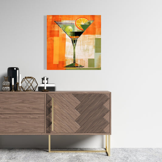 Cocktail Kitchen Abstract Yellow Canvas | Home Decor Wall Art