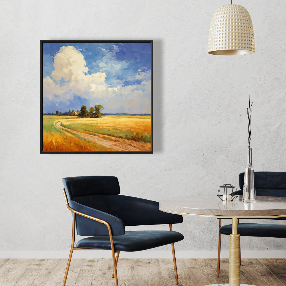 Country Day Bedroom Trees Abstract Framed Canvas Decor