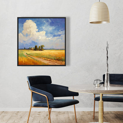 Country Day Bedroom Trees Abstract Framed Canvas Decor
