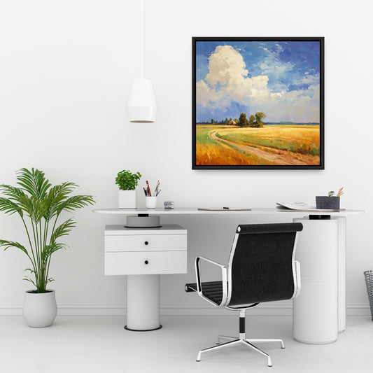 Country Day Bedroom Trees Abstract Framed Canvas Decor