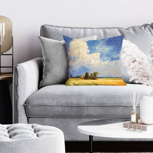 Country Day Trees Abstract Pillow - Cozy Bedroom Home Decor