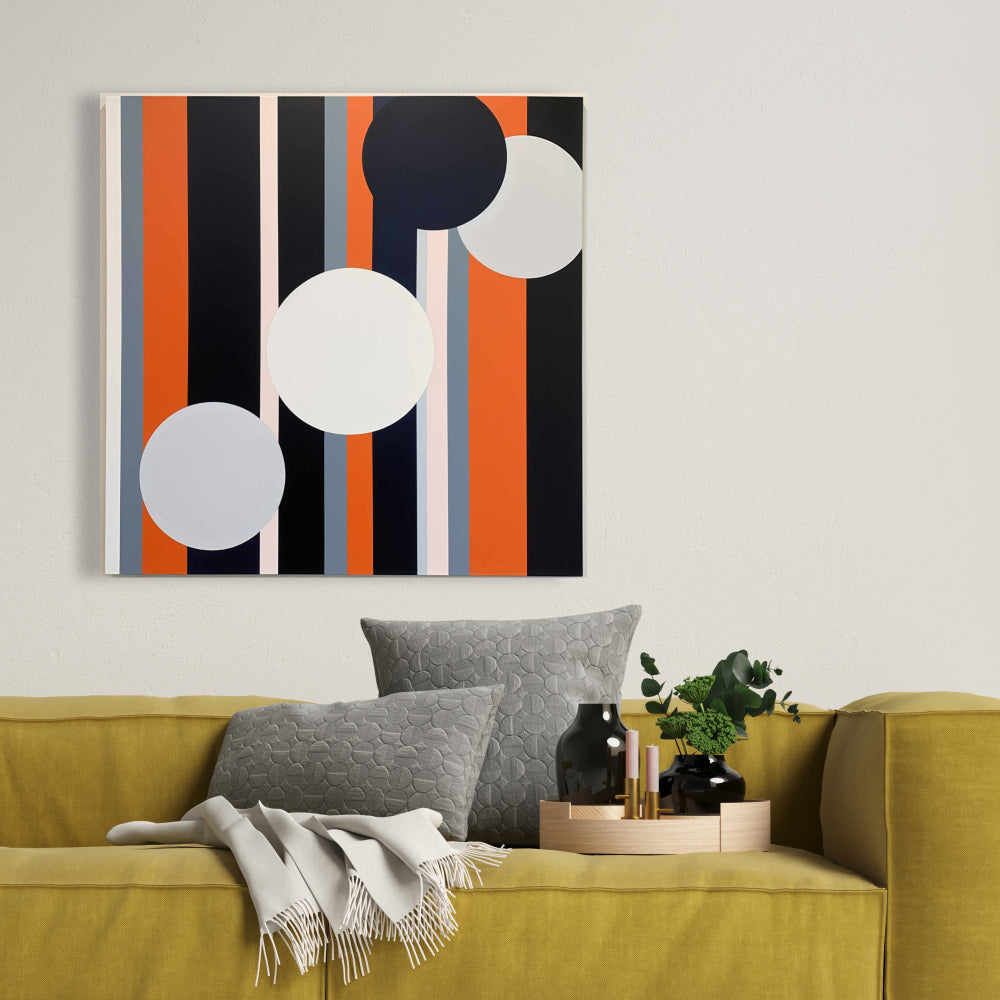 Toile abstraite minimaliste pour chambre à coucher – Décoration d'intérieur The Circles