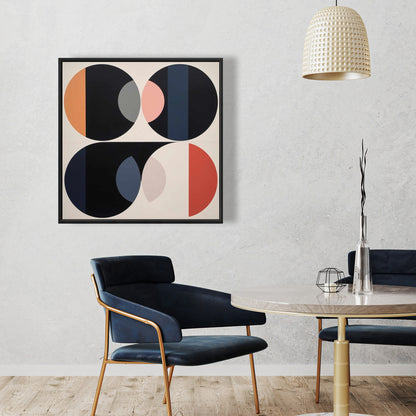 Imbed Circles Abstract Canvas | White Frame Bedroom Decor