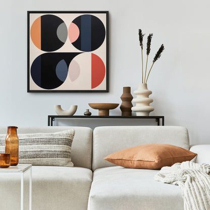 Imbed Circles Abstract Canvas | White Frame Bedroom Decor