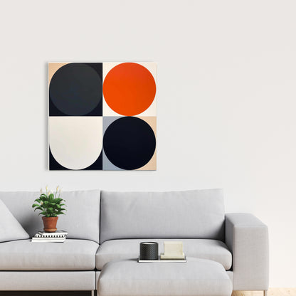 Toile abstraite minimaliste blanche – Décoration d'intérieur à cercles divisés