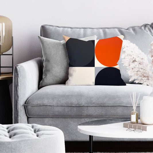 Split Circles White Abstract Pillow - Modern Home Decor