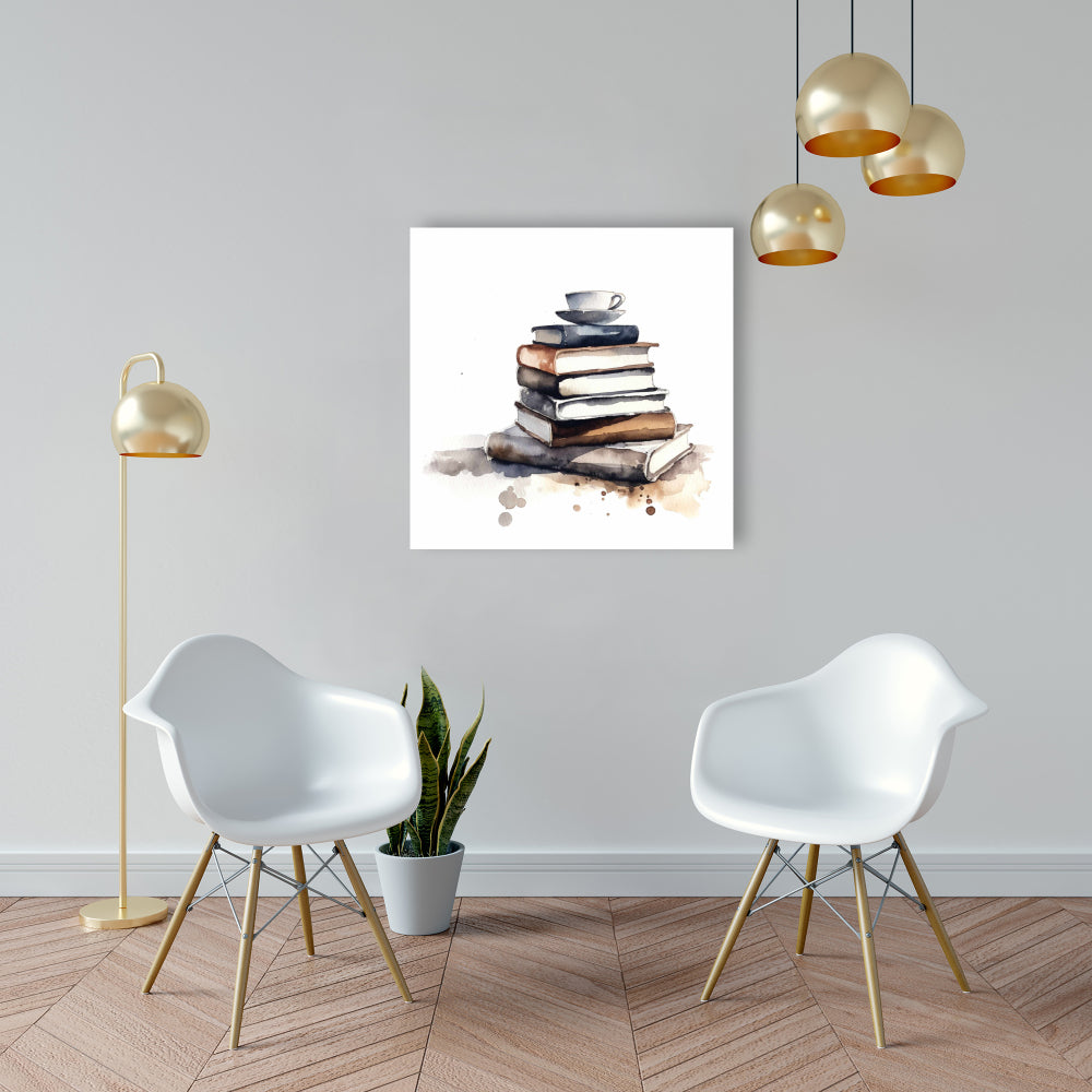 Caffeinated Books Blue Minimalist Canvas | Bedroom Wall Art