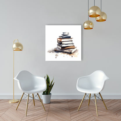 Caffeinated Books Blue Minimalist Canvas | Bedroom Wall Art