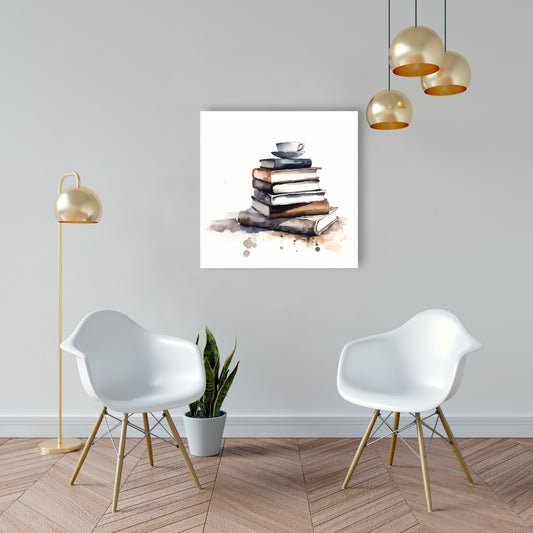 Caffeinated Books Blue Minimalist Canvas | Bedroom Wall Art