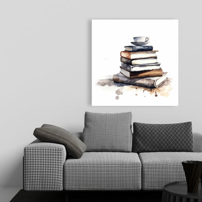 Caffeinated Books Blue Minimalist Canvas | Bedroom Wall Art