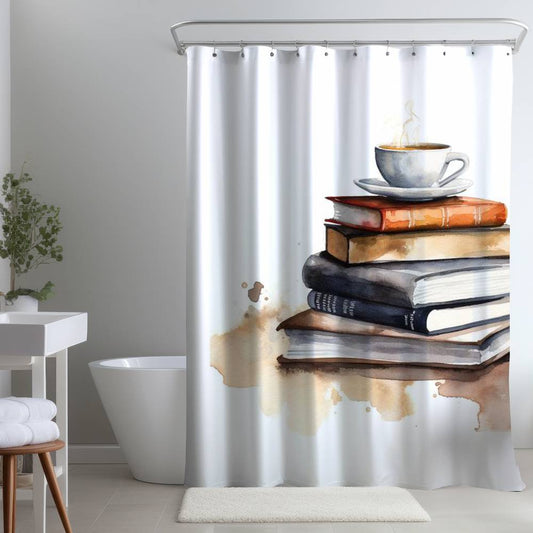 Calming Books Abstract Food Shower Curtain | Minimalist Decor